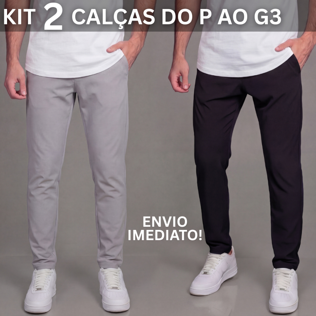 Kit 2 Calça Masculina Tactel Com Elastano Premium Para Academia e Dia a Dia PlusSize em Oferta na Shopee