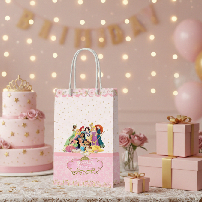 Sacolinha (P) | Sacola  Princesas da Disney | Personalizada |Lembrancinha de Aniversário | PEGUE E MONTE