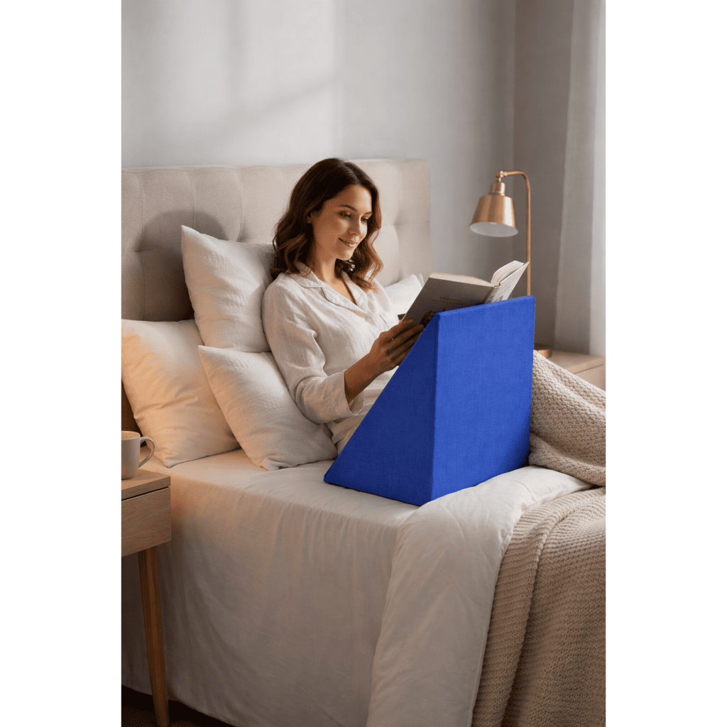 Travesseiro Ortopédico Triangular Apoio Lombar Encosto para Leitura Cama Conforto e Alívio nas Costas Capa Ziper Lavavel