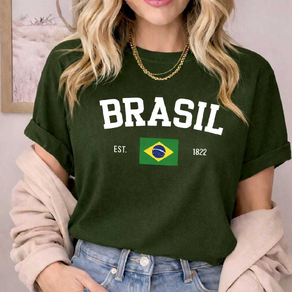 Camiseta Feminina Seleção Brasileira Algodão Premium Brasil