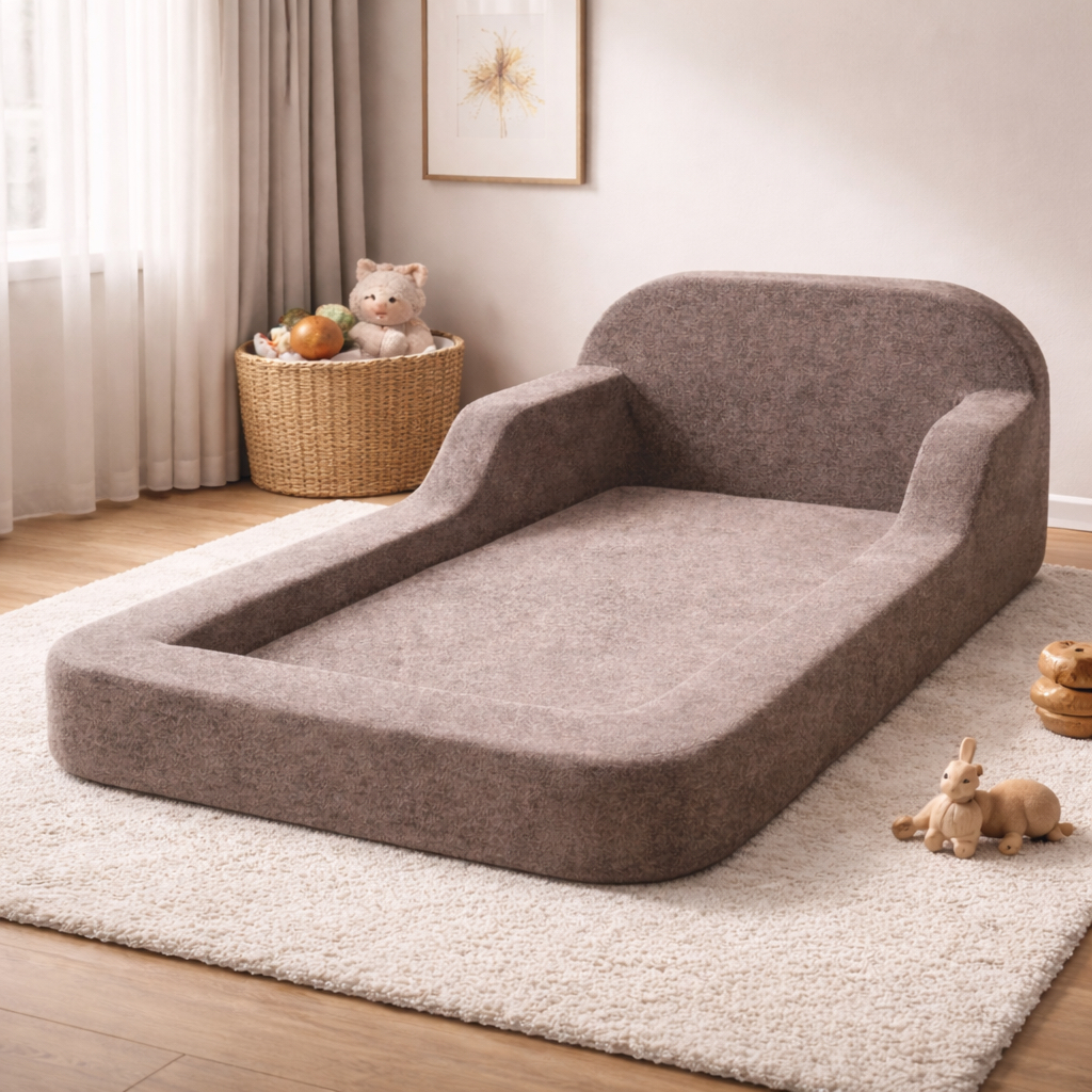 Cama Montessoriana LUMIA - Tamanho SOLTEIRO - Tecido BOUCLÊ