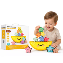 Brinquedo Educativo Equilibrando Estrelinhas Madeira Coordenação Motora Equilíbrio Infantil Crianças
