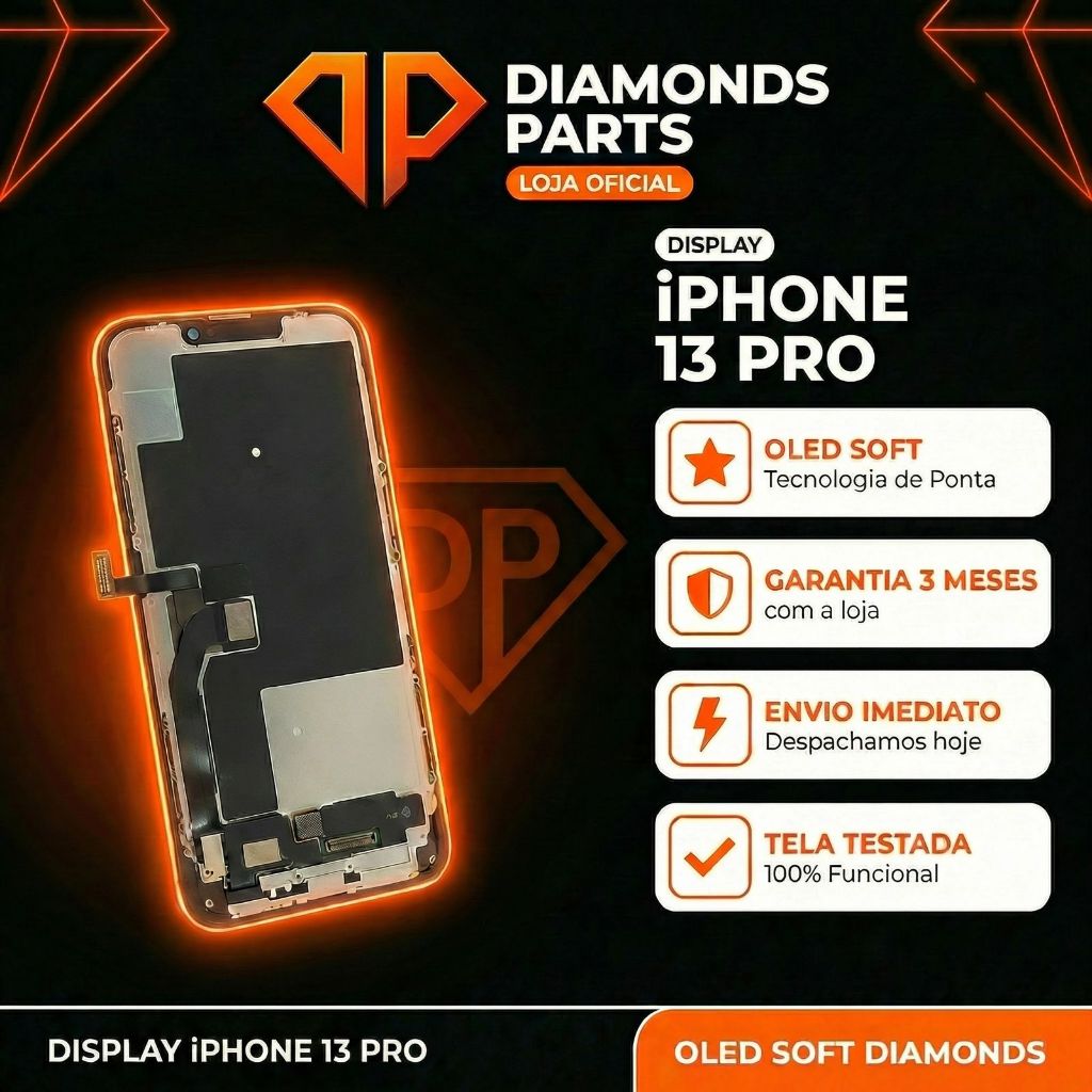 TELA DISPLAY FRONTAL IPHONE 13 PRO OLED SOFT DIAMONDS ORIGINAL