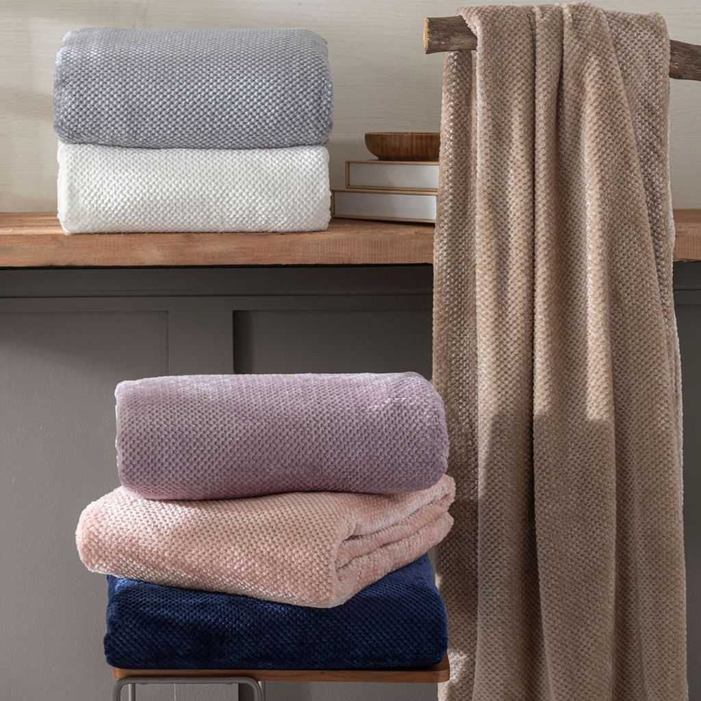 Manta Casal Bouclê Rozac Toque Aveludado Textura Elegante Quentinha Sofá Cama