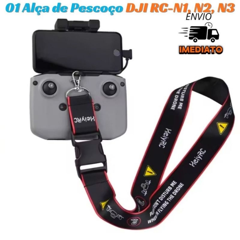 Cordão Alça Pescoço Controles Dji Rc-N1, Rc-N2, Rc-N3 Mini 2/Mini 3/ 3 Pro/ 4 Pro/ 5 Pro/ Neo2 + Suporte para controle