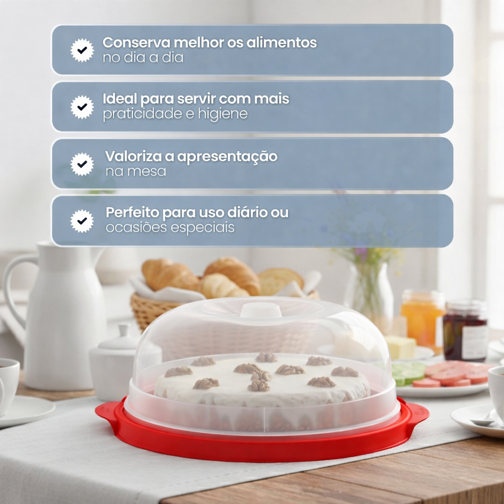 Kit 2 Boleiras Grande Plástico Resistente Para Bolo Torta Pudim Com Tampa — imagem 2 de 2