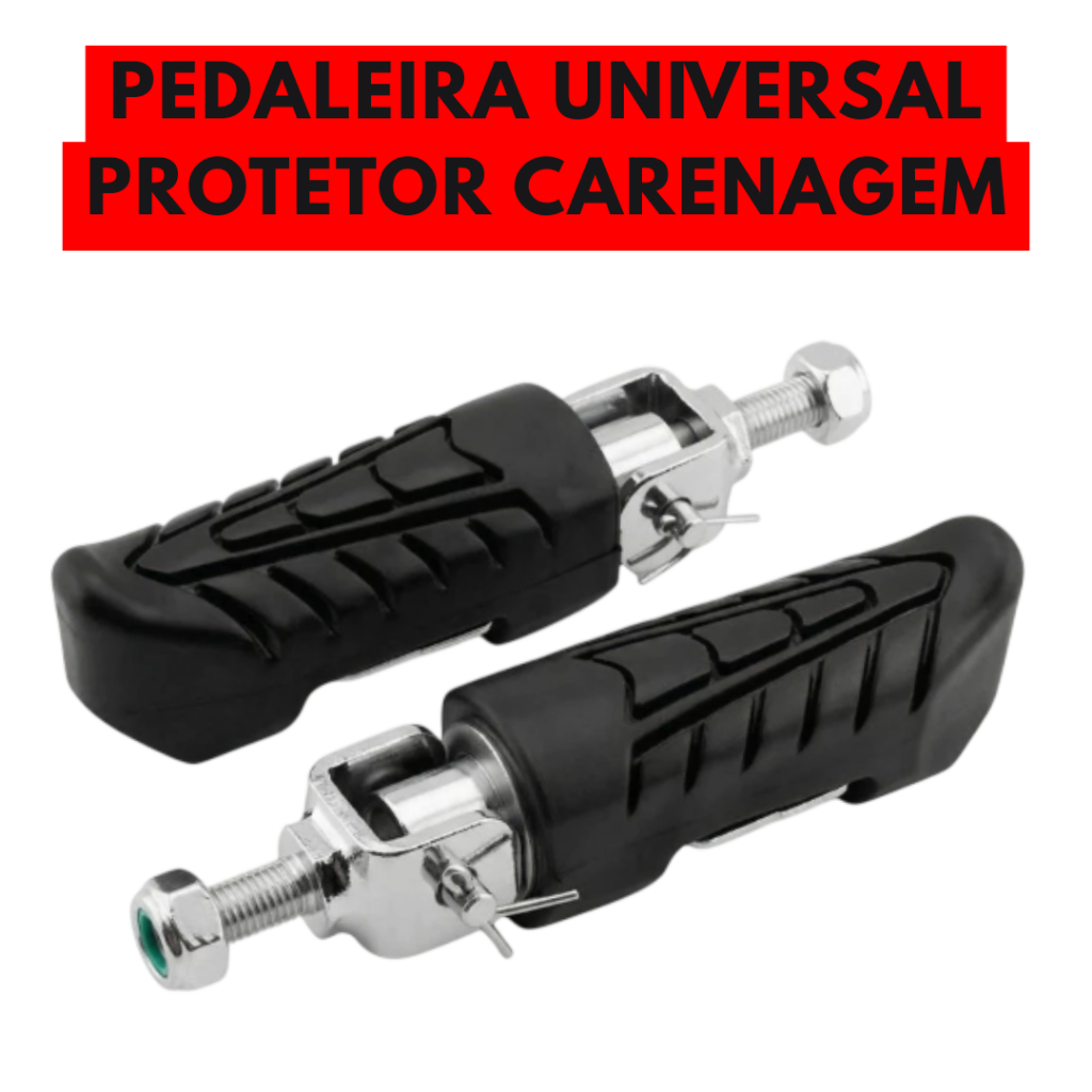 Par Pedaleira Retrátil Reforçada de Protetor Carenagem e Motor Apoio Descanso de Pé Universal Motos