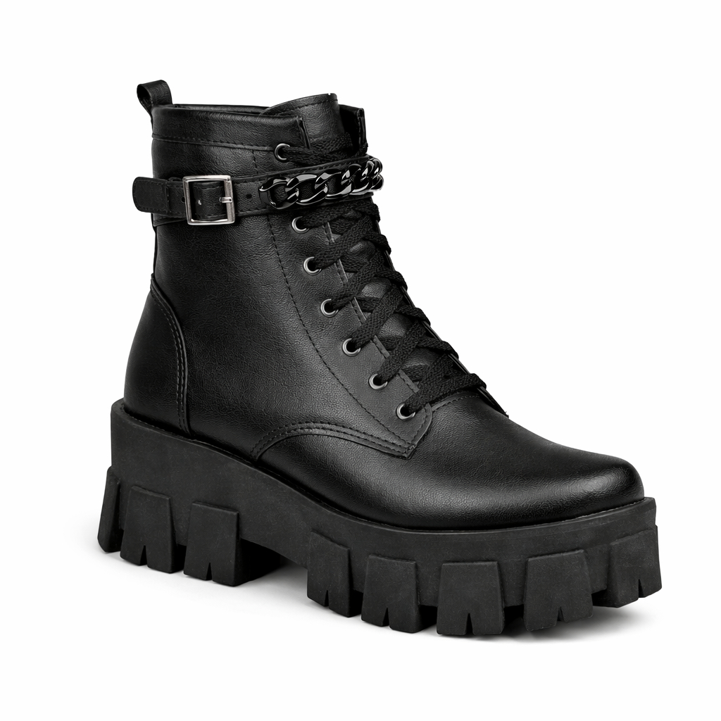 Bota Coturno Feminino Tratorado Corrente