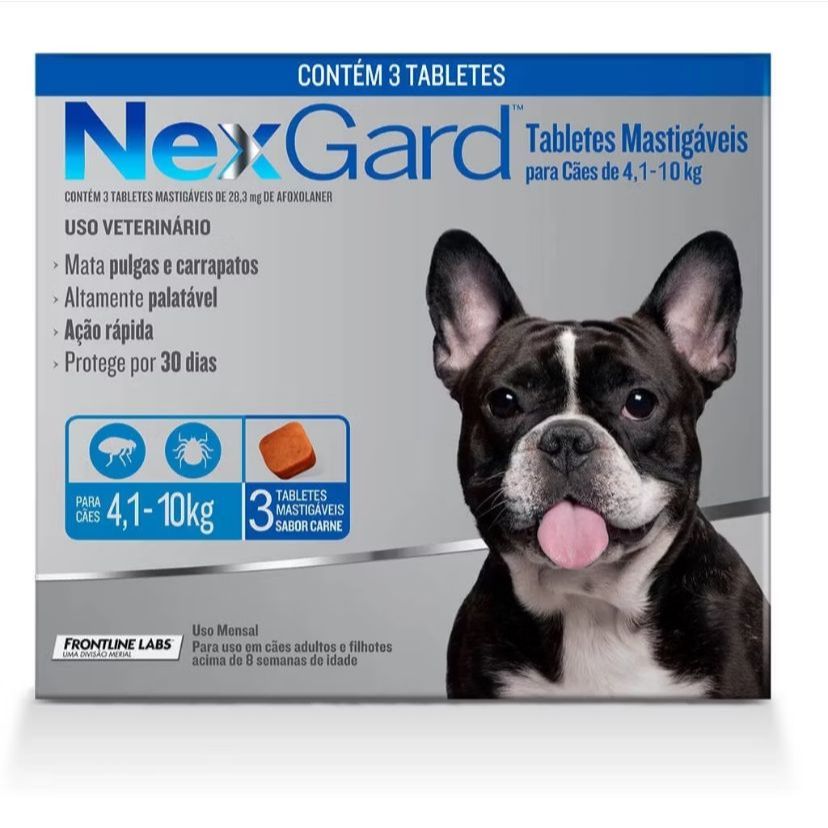 Nexgard Cão 4 A 10kg Antipulgas E Carrapatos Com 3 Nex Gard