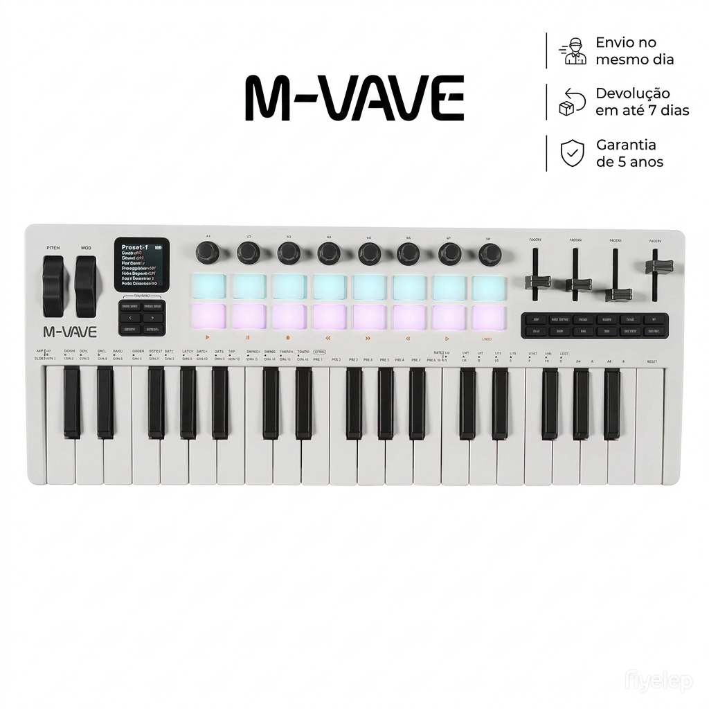 M-VAVE SMK-37 Pro Novo teclado MIDI sem fios Estação de trabalho sintetizador tudo-em-um | 37 teclas sensíveis 16 pads