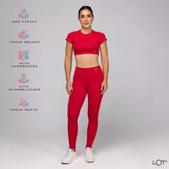 Conjunto Academia Fitness Top Costas Abertas Legging Empina BumBum Vermelho
