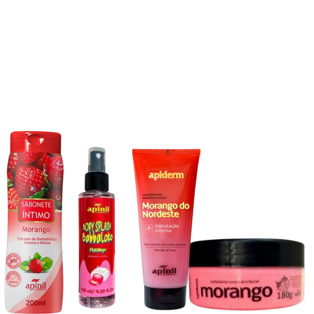 Kit Hidratante Corporal + Body Splash + Sabonete ínitimo + Esfoliante corporal e facial - Apinil