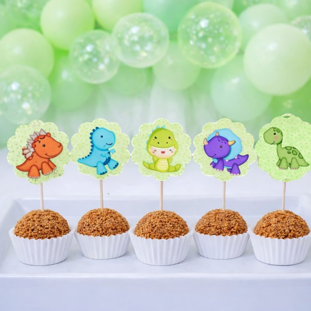 Topper de docinhos ou cupcake DINOSSAURO CUTE/tags DINOSSAURO CUTE