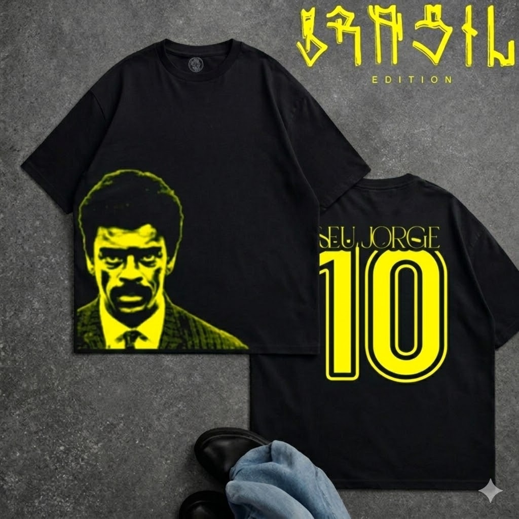 Camiseta Algodão Masculina Seu Jorge Camisa 10 Seleçao Brasileira Cantor Musico Streetwear Moda545