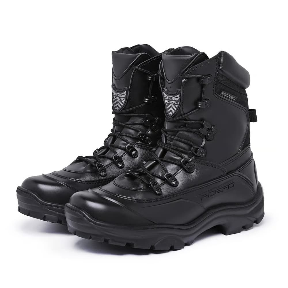 Coturno Militar Acero Tiger Pró Preto Brilhante Couro Legítimo Bota Tática Masculina Uso Policial Vigilante Segurança CA