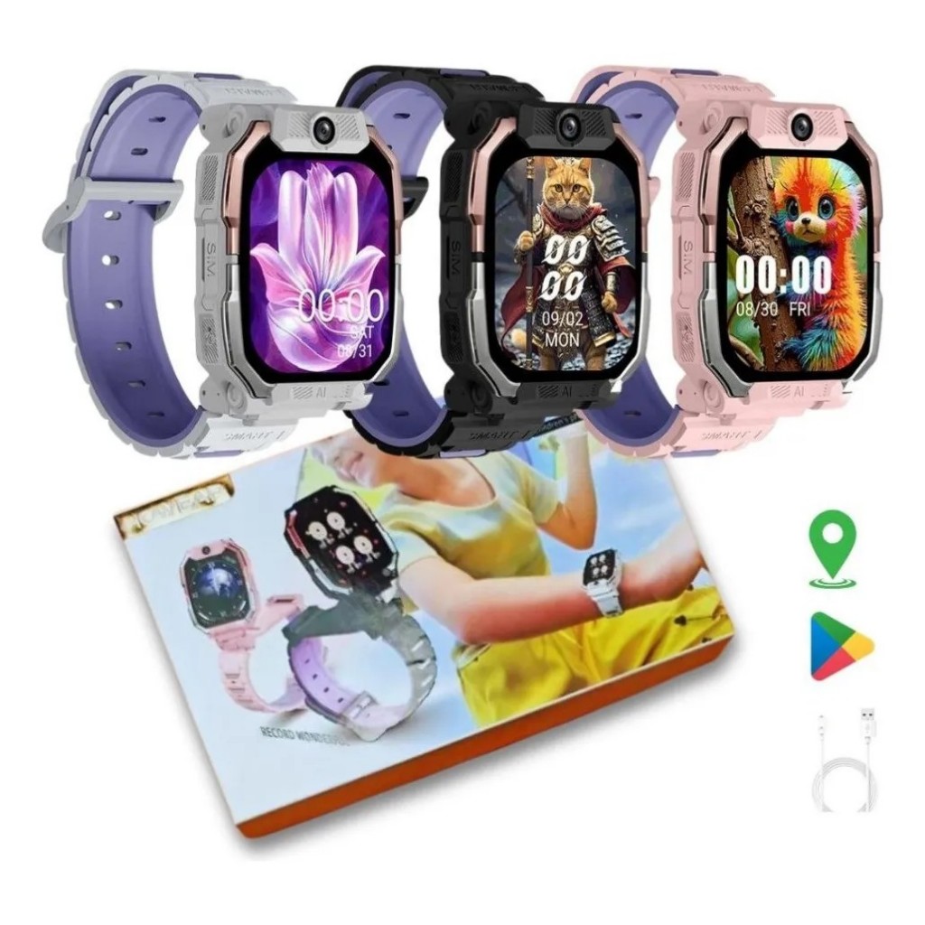 Smartwatch Relógio  Infantil 4G Chip WiFi com Câmera Jogos e GPS 360°  HW-10