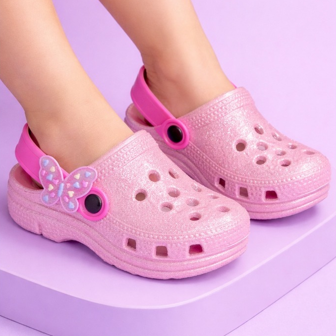 Sandália Para Menina Infantil Babuche Premium Glitter Delicado