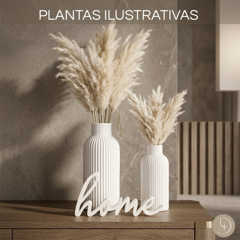 Kit Decorativo Minimalista Home 2 Vasos Cachepô Moderno + Palavra Estilizada