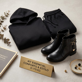 Kit Inverno Feminino Moletom + Calça + Bota Coração Conforto Premium Look Completo Frio