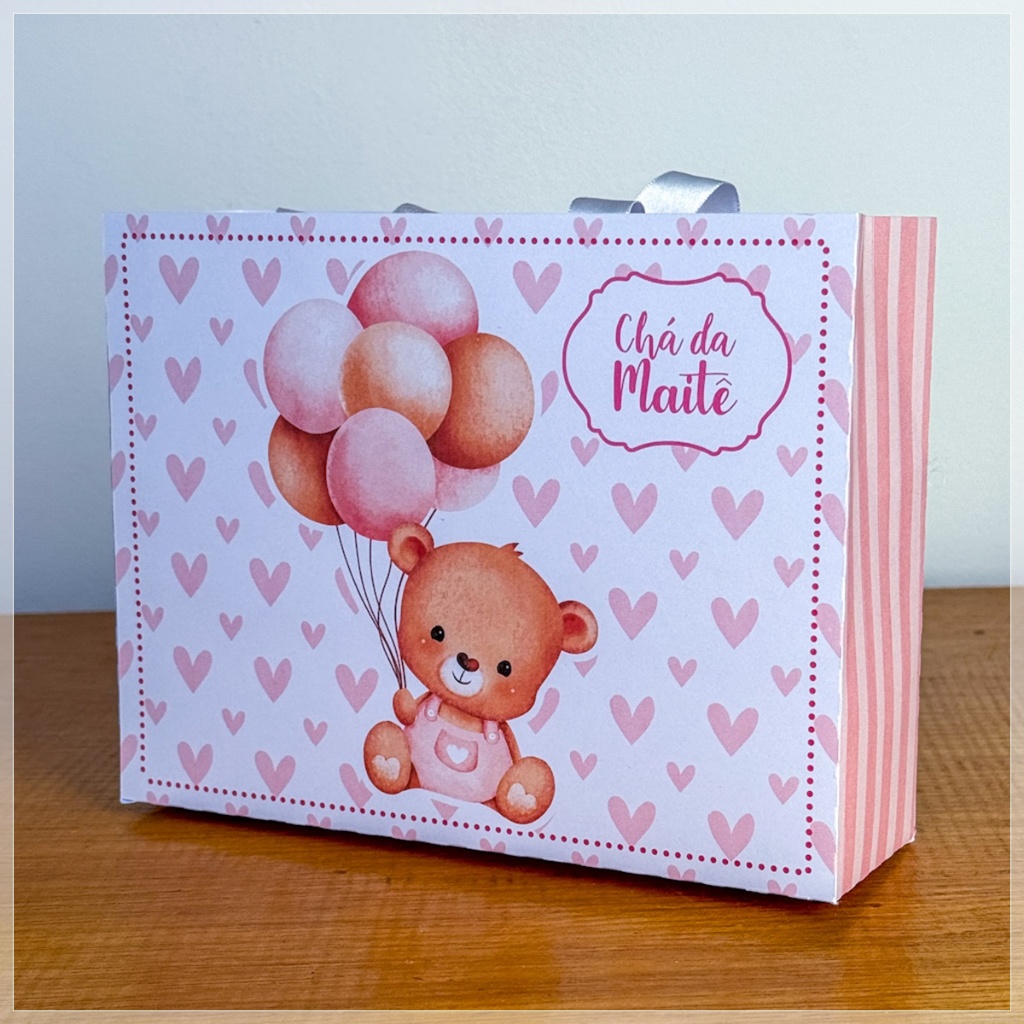 SACOLINHA CHÁ DE BEBE URSINHA ROSA PEGUE E MONTE-SACOLINHA PERSONALIZADA-LEMBRANCINHA PERSONALIZADA-FESTA PERSONALIZADA