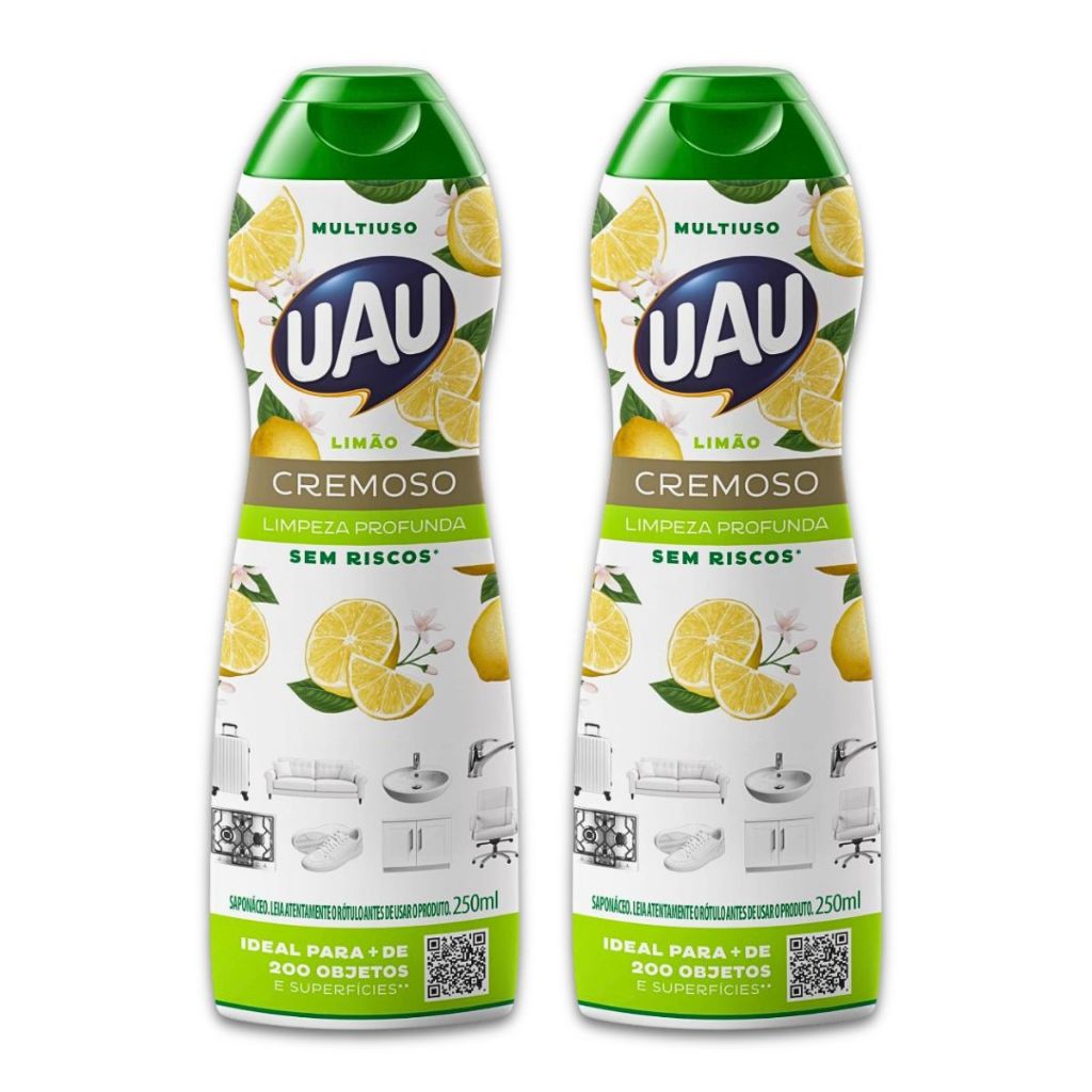Kit 2un Saponáceo Cremoso UAU Limão 250ml