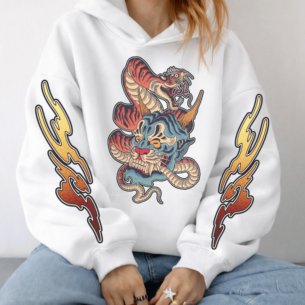 Moletom Estampado Stretwear Canguru Inverno Unisex Algodão Estilosa e Confortavel Premium Lançamento Tigre