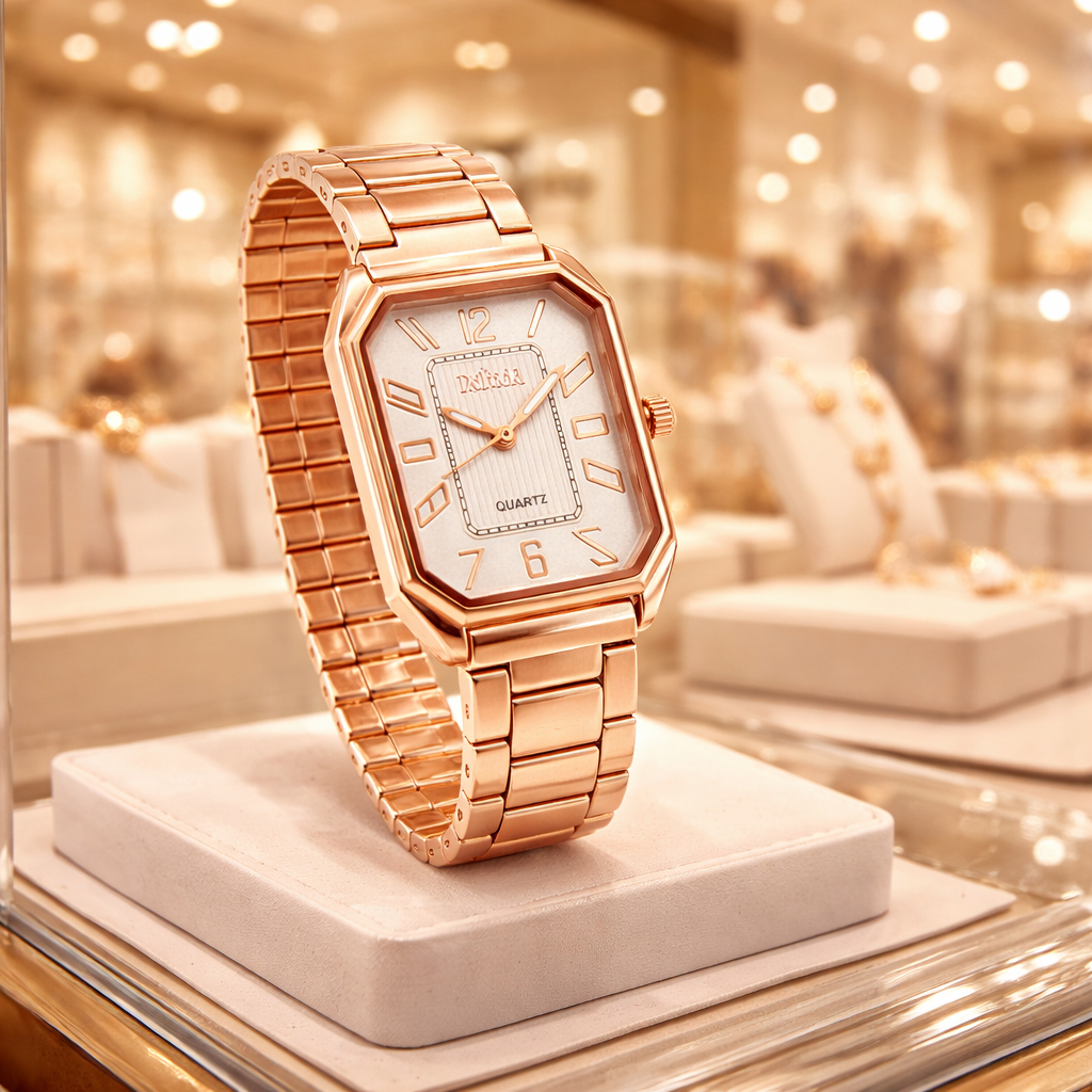 Relógio Para Mulher  Feminino de pulso Quartz Pulseira Elástica analógico em Aço  Bracelete de mola Relógio de metal