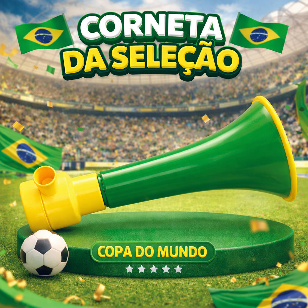 Corneta Vuvuzela Linha Brasil Seleção Brasileira Copa do Mundo 2026 FIFA Azul/Verde/Amarela