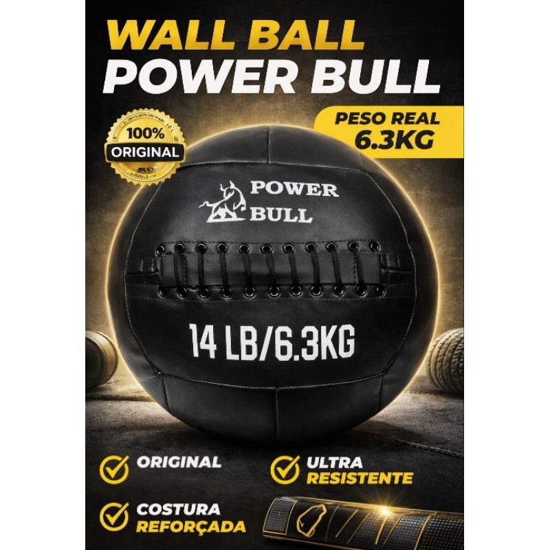 Wall Ball 6kg Power Bull Bola de Treino Funcional Crossfit Academia Medicine Fisioterapia Pilates