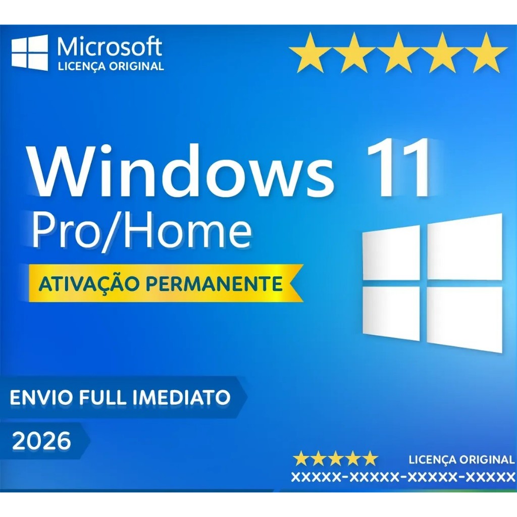 Chave de Ativação Original Windows 11 Pro Retail - Sistema Operacional Seguro Licença Digital com NF