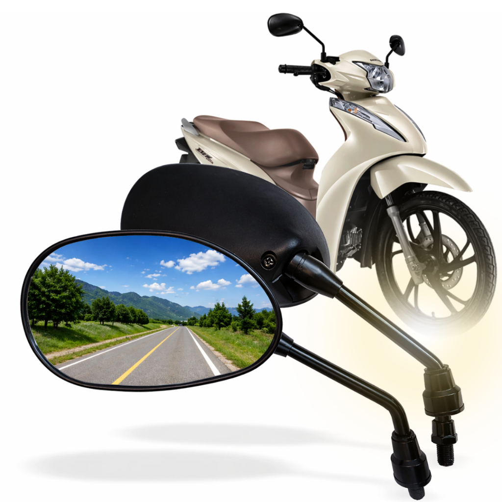 Retrovisor Biz 125 Par Espelho Moto Para NXR Bros Cg Pop Rosca 10 mm