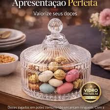 Bomboniere Vidro Com Tampa 14cm Baleiro Porta Doces Pote Decorativo Transparente Cristaleira