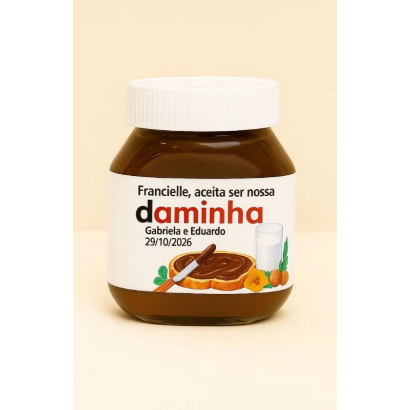 Rótulo Personalizado Nutella 140g | Papel Fotográfico Adesivo