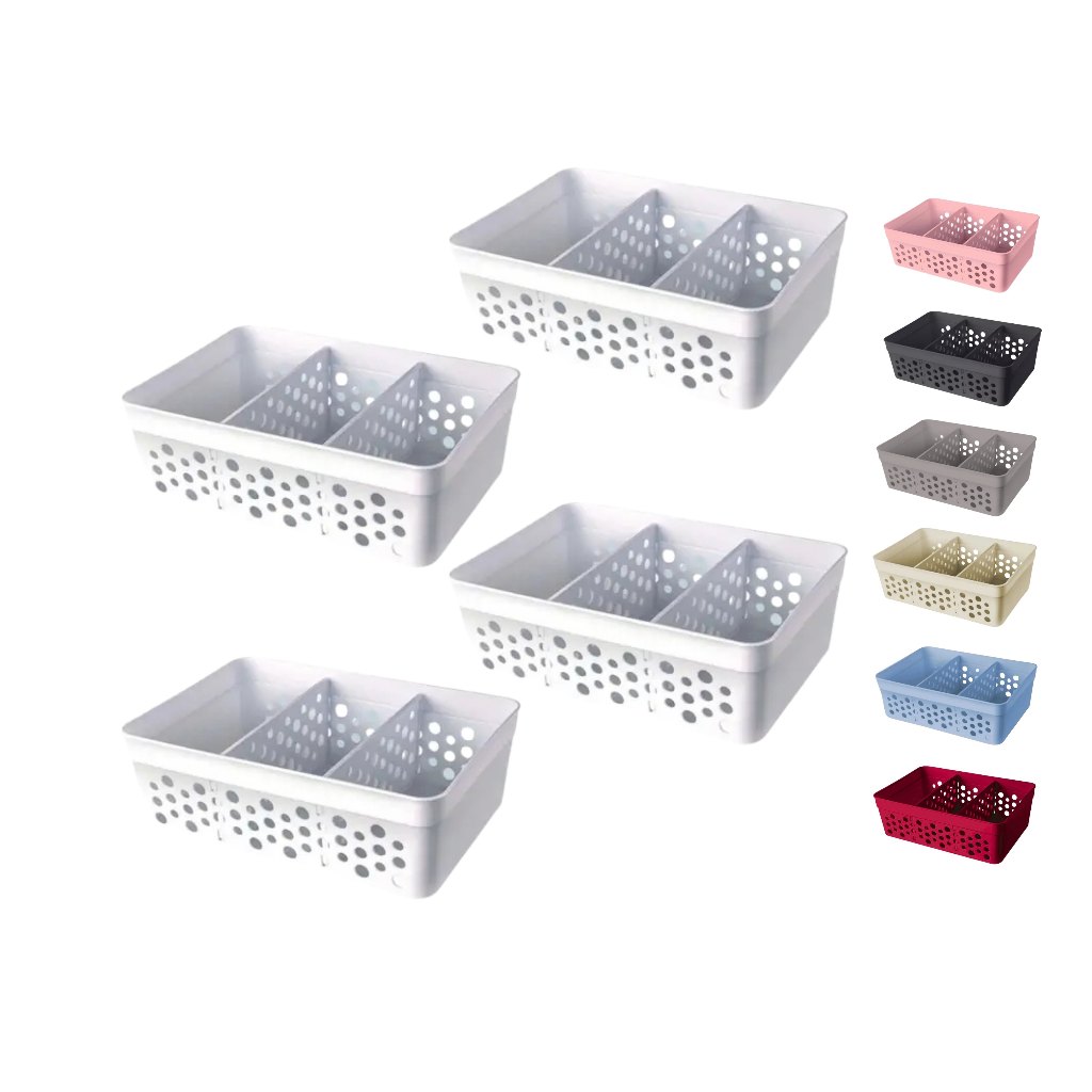 Cesto Organizador Kit 4 Unidades Médio Com 2 Divisórias 7 Cores Para Escolher - Usual Utilidades