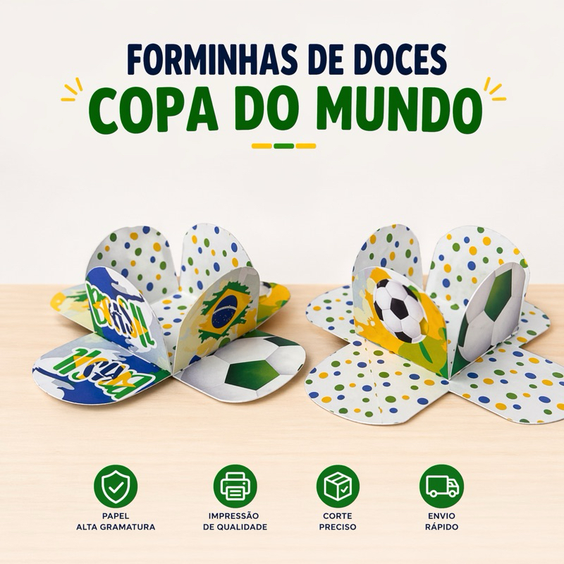 Forminhas para Doces Copa do Mundo 2026 Brasil Personalizadas Porta Doces Lembrancinha Luxo