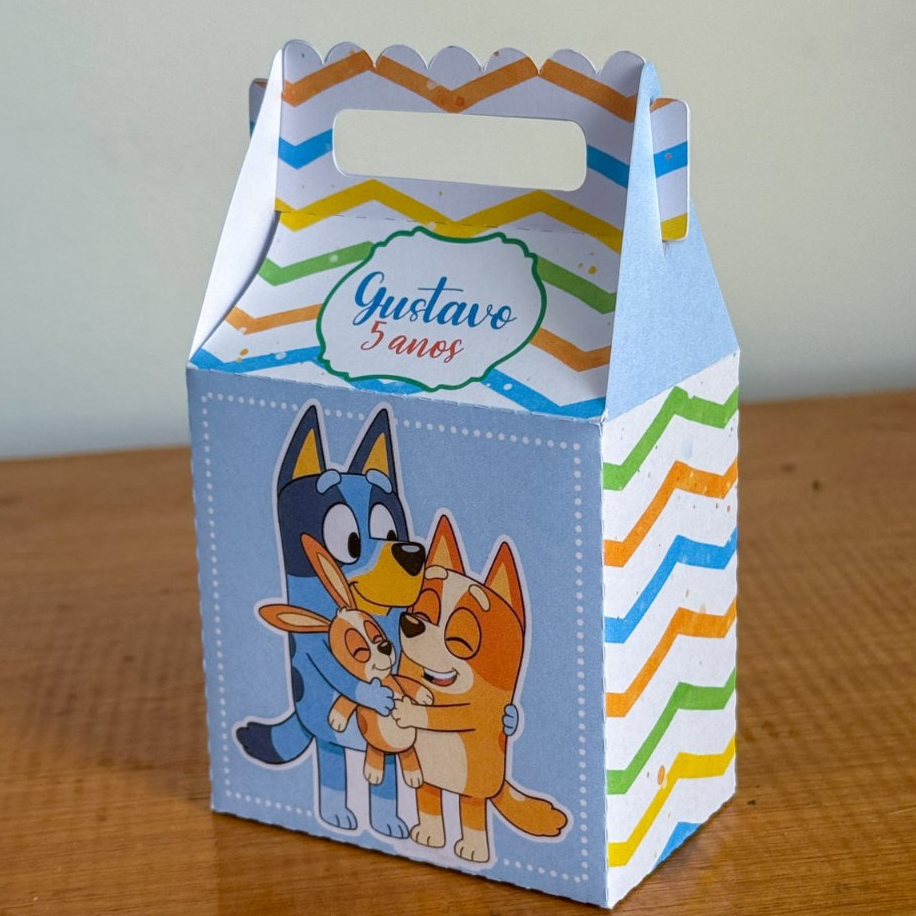 Caixinha Bluey Maletinha Personalizada com Nome Idade Lembrancinha Festa Infantil Aniversário 9