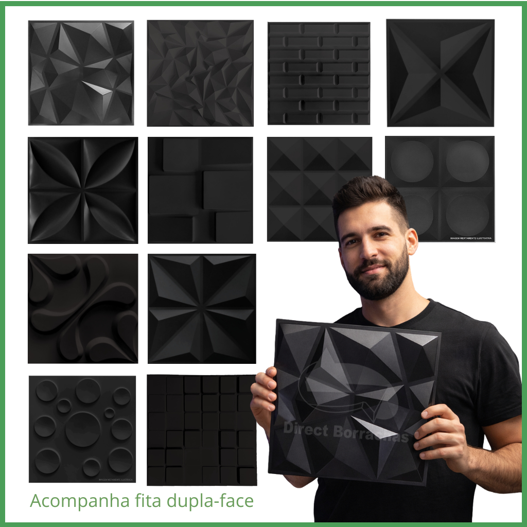 Kit 5/11/22 Placas 3D Revestimento de Parede Decorativa 30x30cm | Não Amassa SUPER RESISTENTE