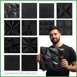 Kit 5/11/22 Placas 3D Revestimento de Parede Decorativa 30x30cm | Não Amassa SUPER RESISTENTE