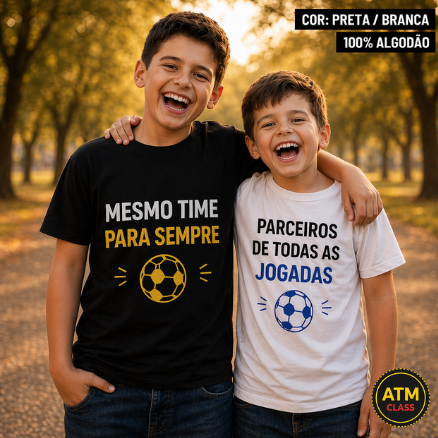 Camiseta Camisa Infantil  Irmãos Mesmo Time pra Sempre Parceiros de Todas Jogadas Blusa 100% Algodão