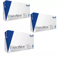 Kit 03 Enronew 50mg Para Cães E Gatos 30 Comprimidos - World