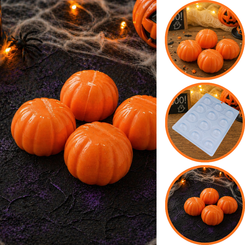 1~5 Forma BWB Com Silicone (3 partes) Para Chocolate Cód. 9644 - Abóbora Especial 15g. Halloween Dia Das Bruxas (CHOCO)