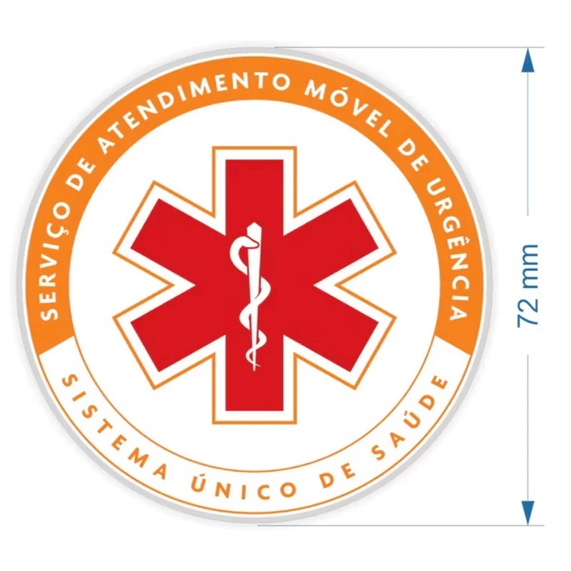 2x Adesivo Samu Externo 7,2 cm Pára-brisa ou Vidro