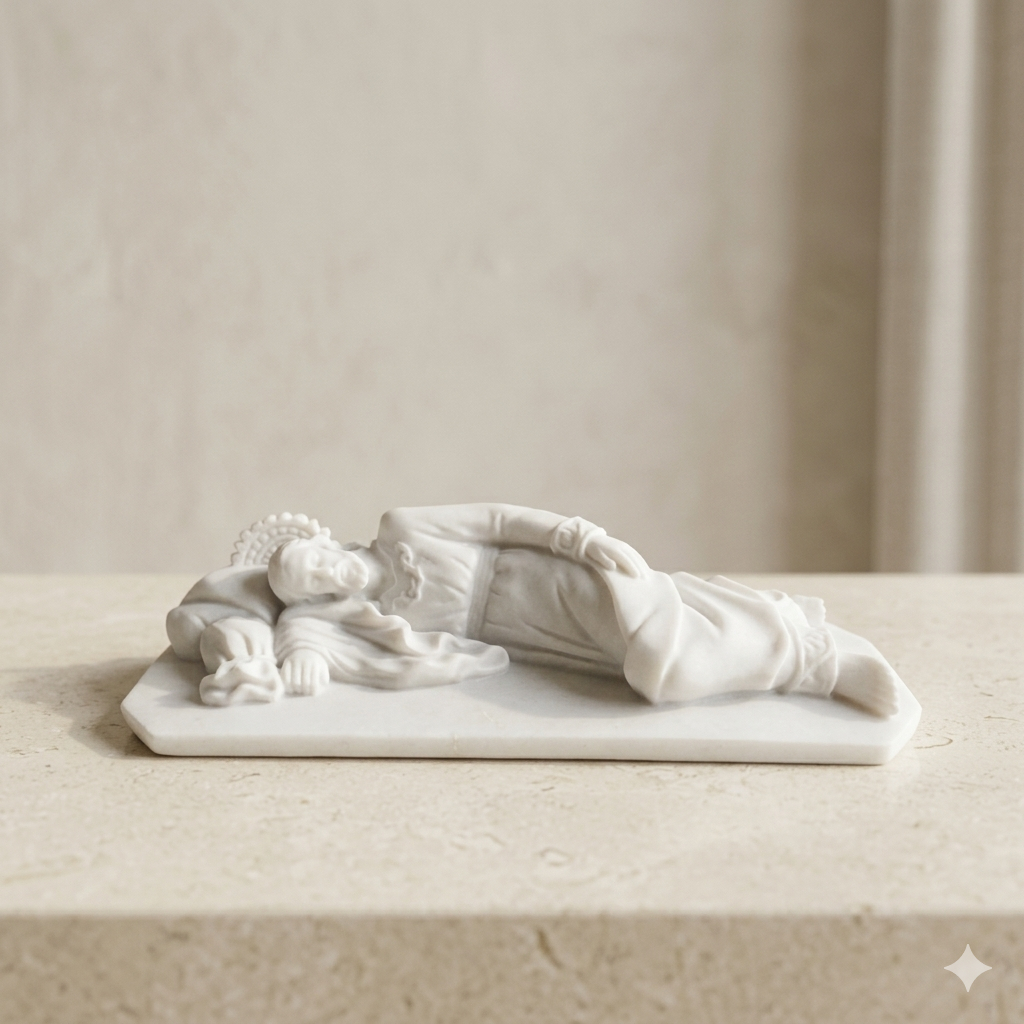 São José Dormindo 20cm Mármore Estátua Católica Decoração Altar Presente Fé Imagem Religiosa Santo de Resina