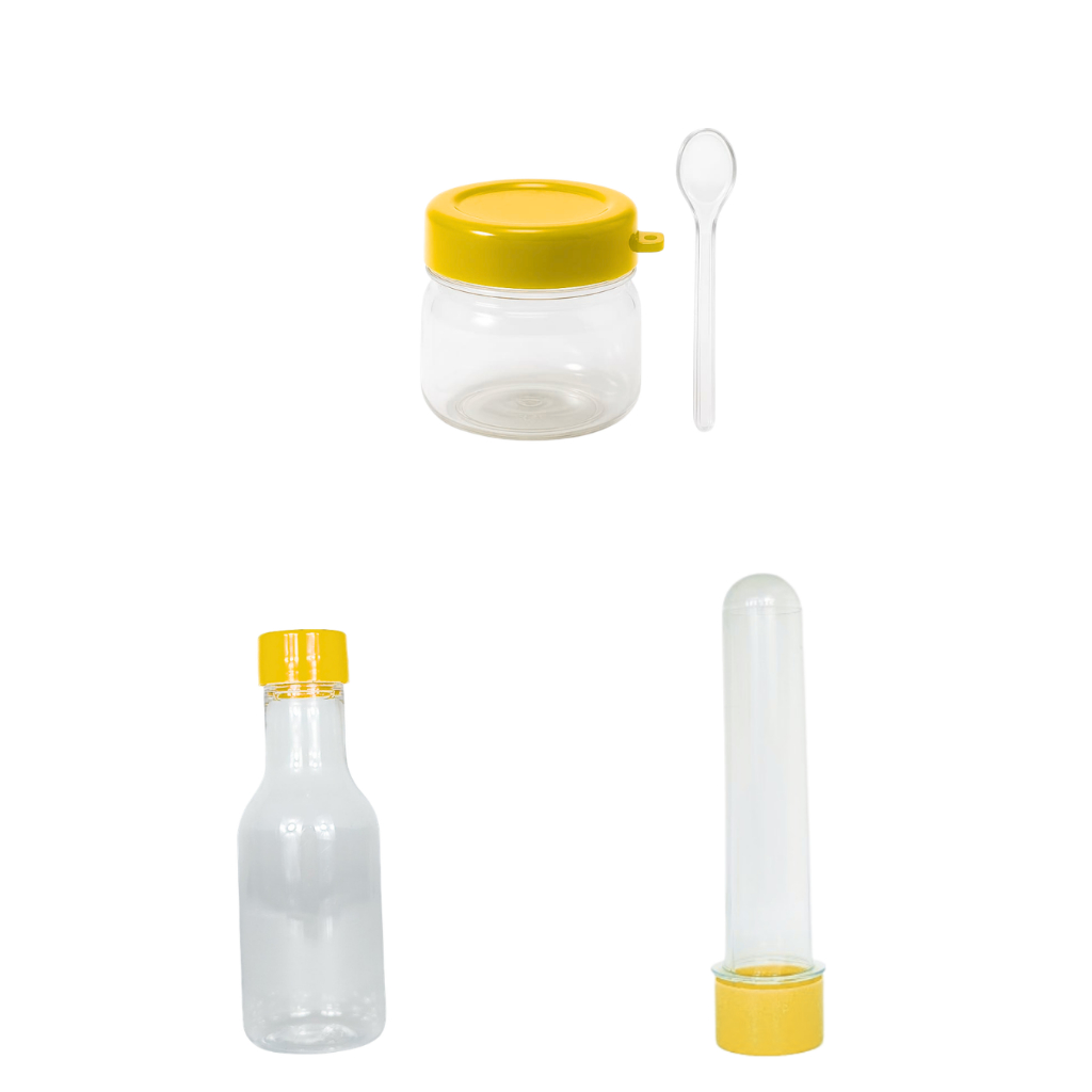 Kit festa luxo 10 tubetes 13 cm + 10 papinhas colher + 10 garrafinhas 50 mls - Lembrancinha de festa