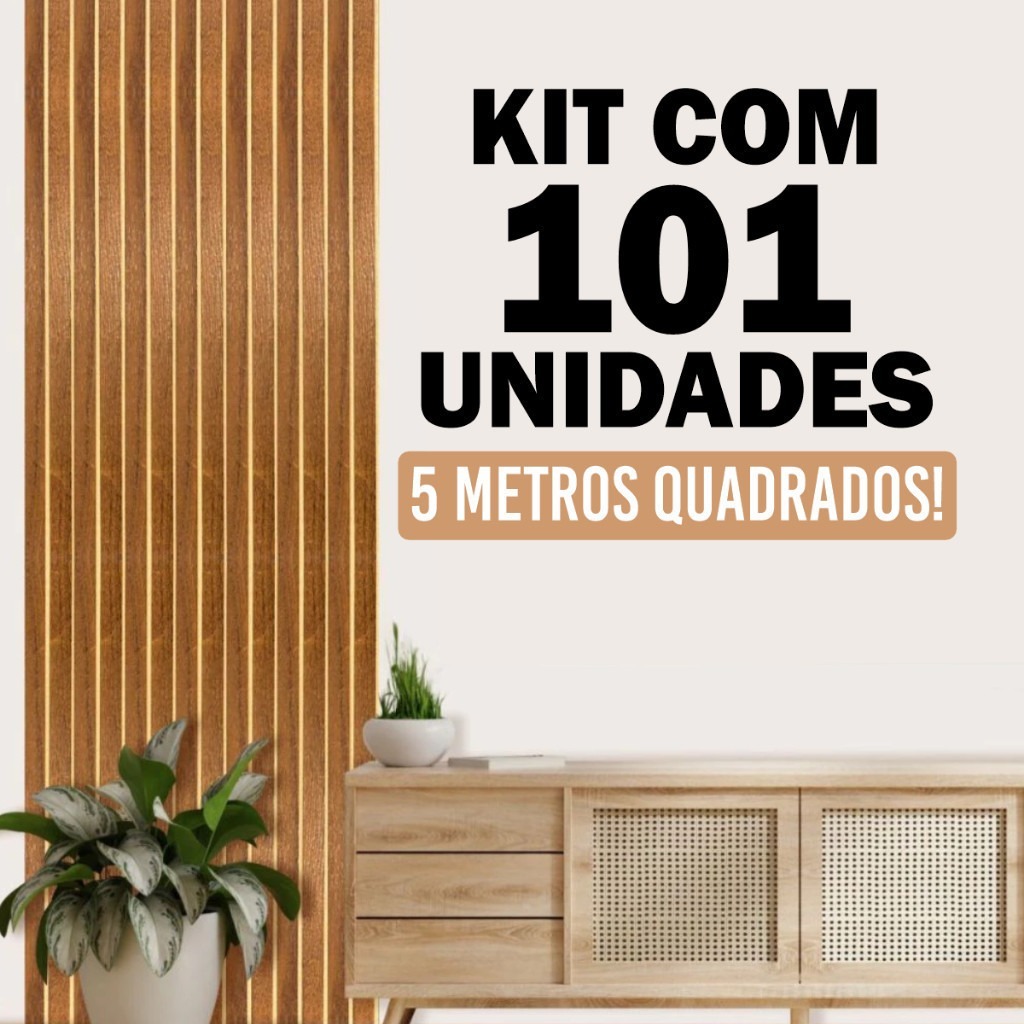 Kit de Revestimentos Ripados em Mdf de 45X11 cm- Kit com até 101 Unidades (Leia a Descrição)