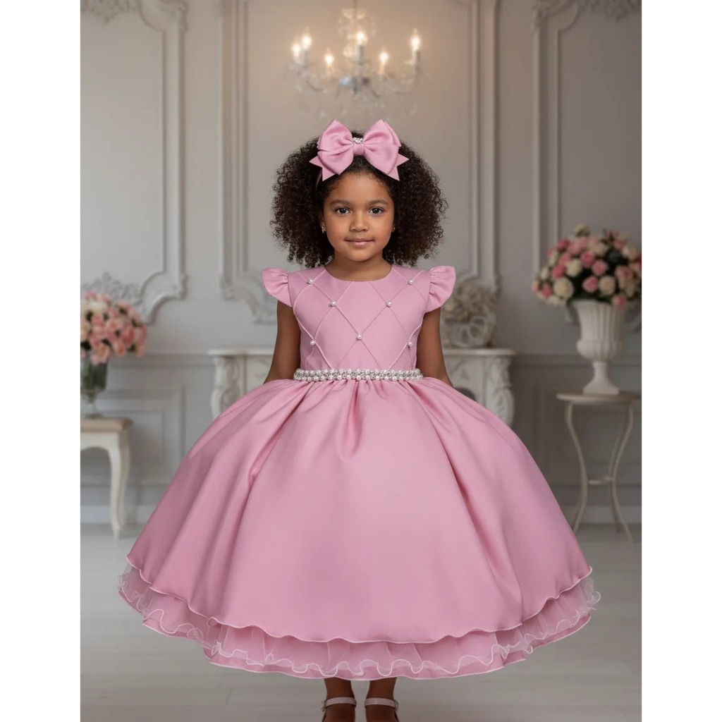 Vestido  Rose Ysa Kids Francine Formatura Apresentação Daminhas Dama Casamento