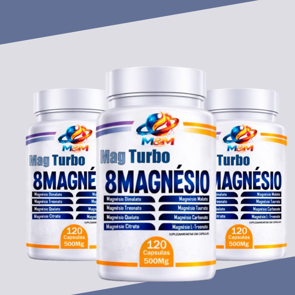 MAG TURBO 8 MAGNÉSIO (DIMALATO, QUELATO, CITRATO E L-TREONATO) 120  E 60 CAPSULAS