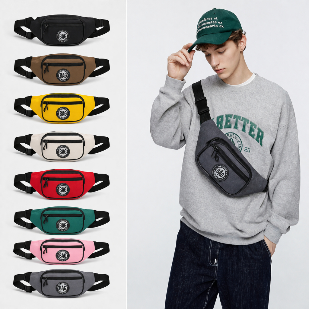 Pochete Bolsa Cintura Multiuso Básica Colorida Bag Transversal Trabalho Motoqueiro Ajustável Unissex Moto Evento