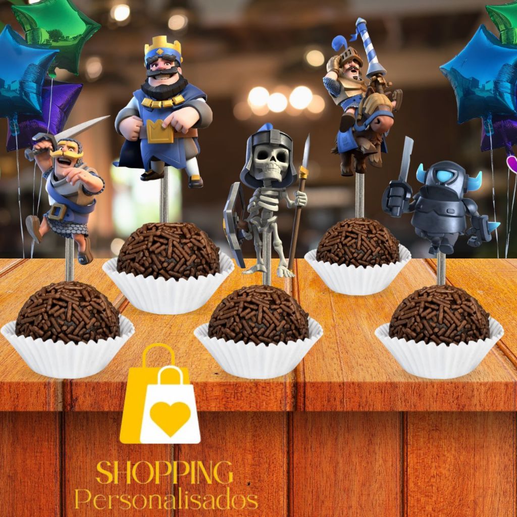 50 Tags Toppers P/ Docinho Clash Royale Para festa, brigadeiro beijinho clash royale