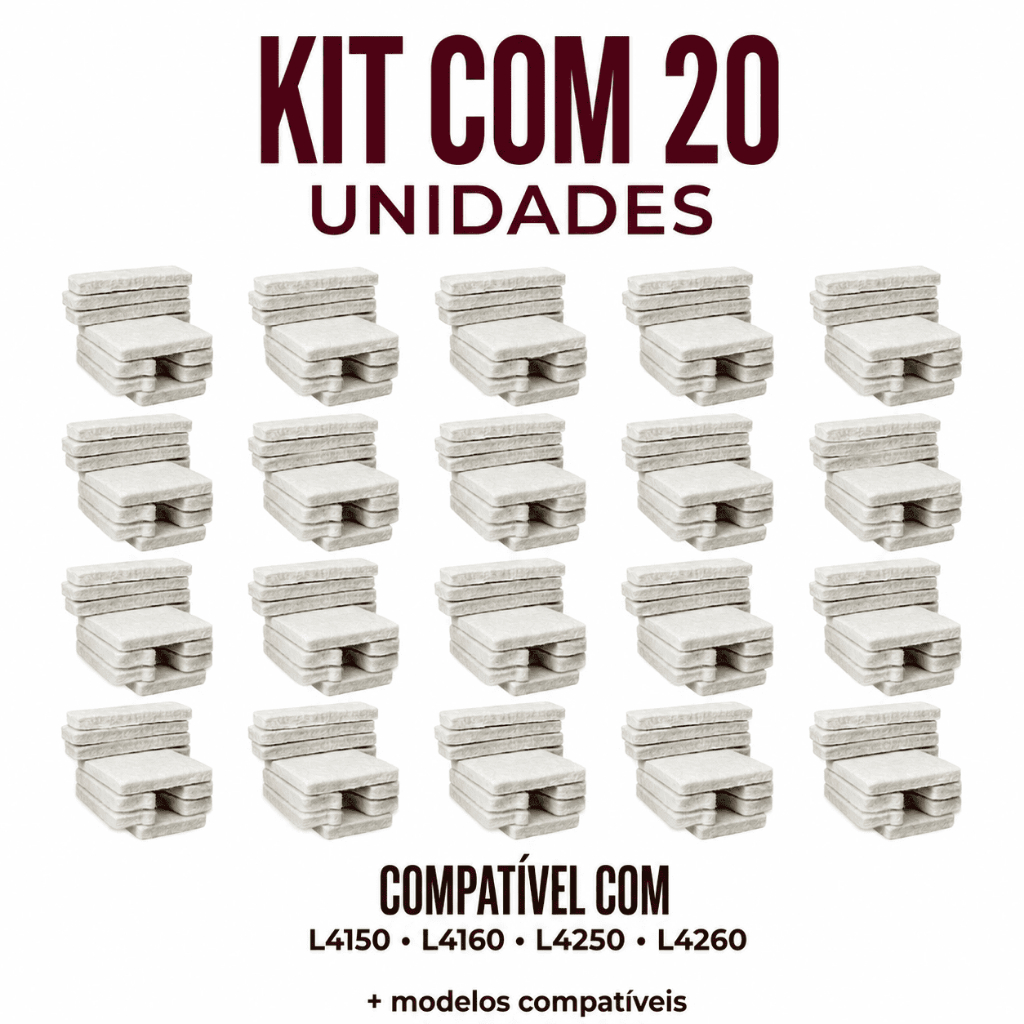 Kit 20 Almofada Absorvente Feltro Epson L4150 L4160 L4250 L4260 Caixa Manutenção Sem Base Sem Poliéster Alta Absorção